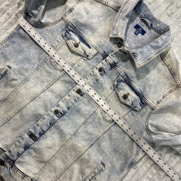 Mens Denim Trucker Jean Jacket Lt Wash Blue Retro Casual Relaxed Workwear 2XL - Picture 6 of 9